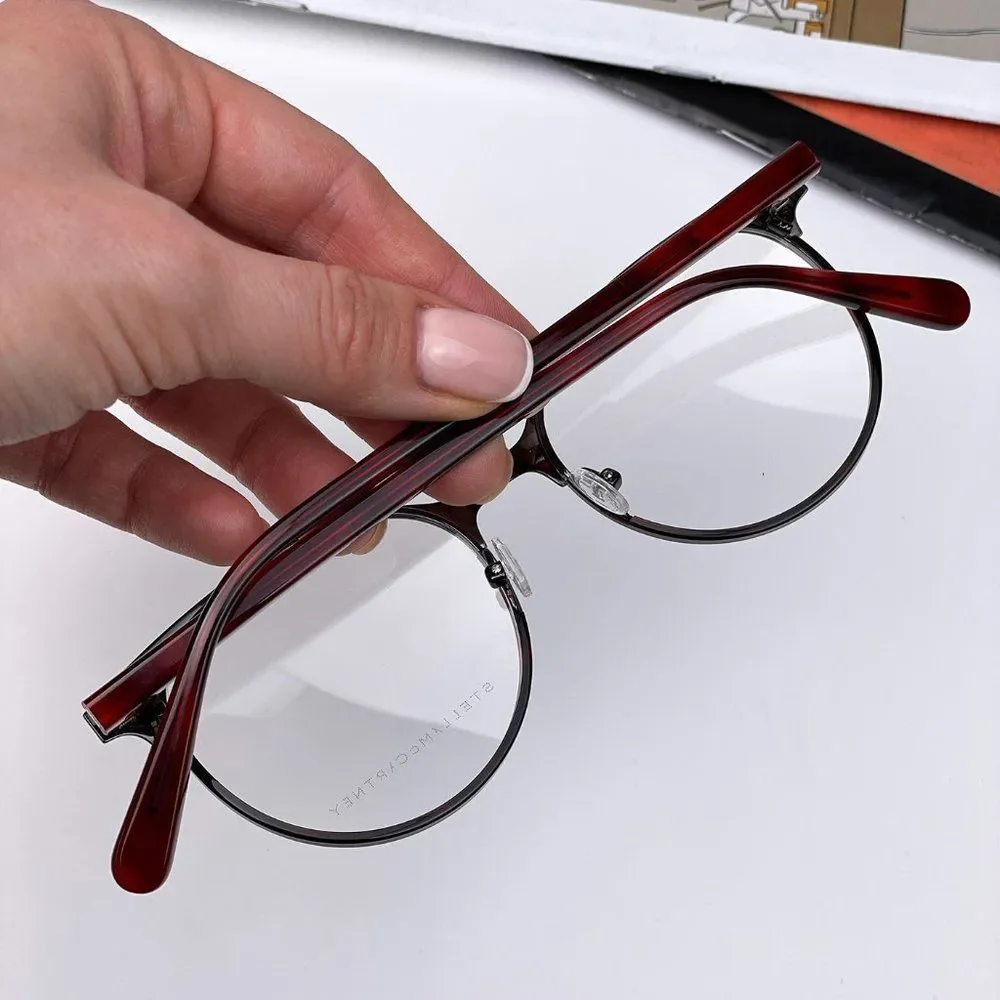 🔥 Stella McCartney SC0145O 004 Eyeglasses Havana Burgundy Metal Oval Women